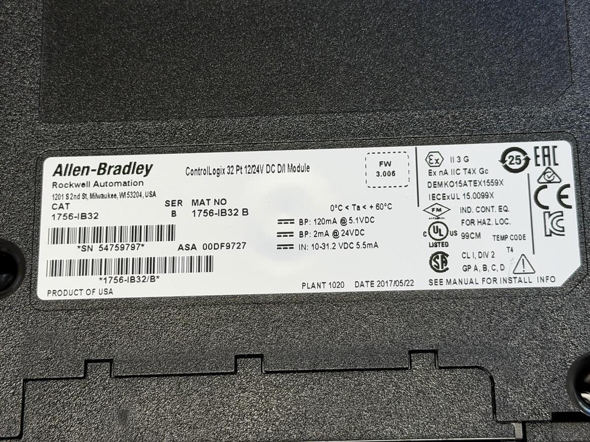 Used ALLEN BRADLEY 1756-A10 SLOT RACK W/ 1756-PB75 POWER SUPPLY 1756-OB16E & MORE