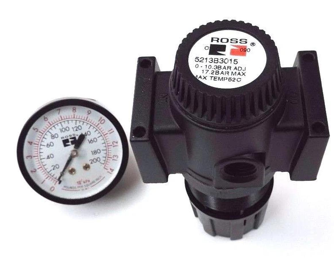 Used NIB ROSS 5213B3015 REG. 3/8 PIST TYPE 0-150PSI W/ 5400A2011 1/4 PRESSURE GAUGE