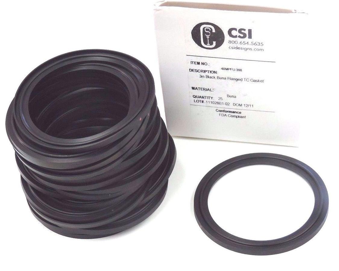 Used NEW CSI 40MPFU-300 3'' BLACK BUNA FLANGED TC GASKET (BOX OF 25) 40MPFU300