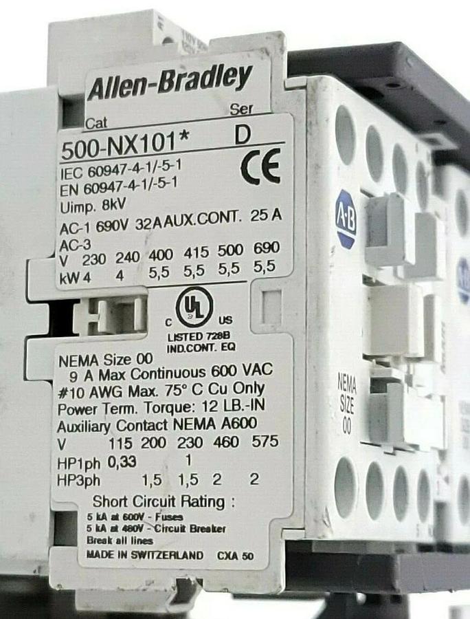 Used ALLEN BRADLEY 505-TOD FULL VOLTAGE REVERSING STARTER 505TOD SER. D