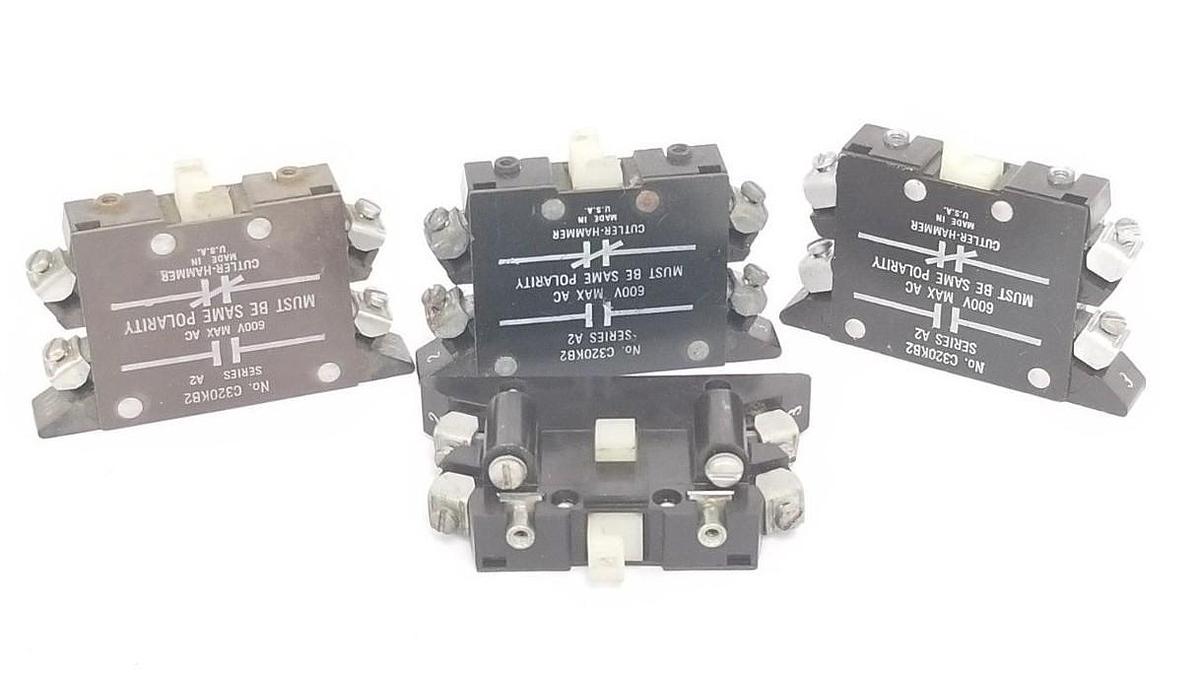Used LOT OF 4 CUTLER HAMMER C320KB2 AUXILIARY CONTACTS SER. A2 600VAC