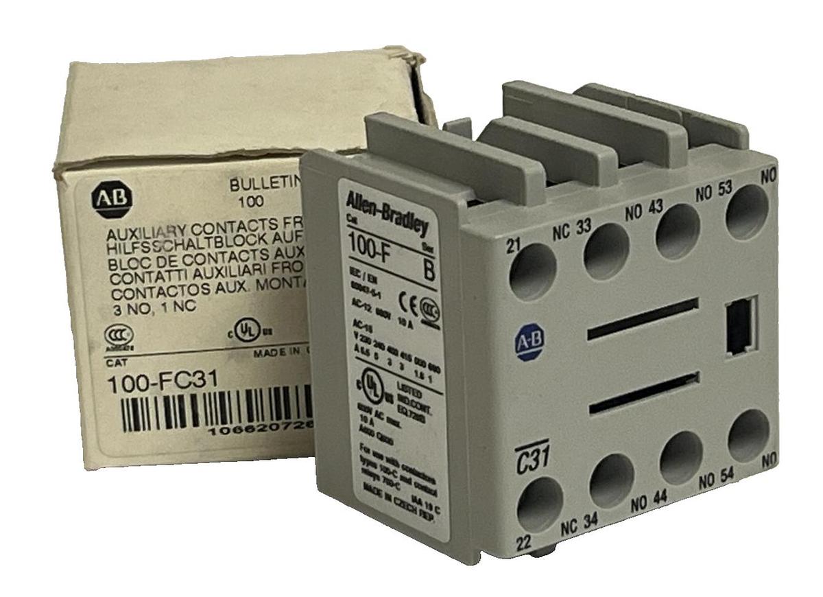 Used Allen-Bradley 100-FC31 Auxiliary Contact Block | Ser B 3NO/1NC Front Mount NSMP