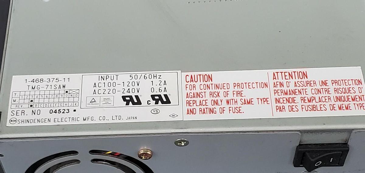 Used SHINDENGEN ELECTRIC TMG-71SAW POWER SUPPLY TMG71SAW, 1-468-375-11