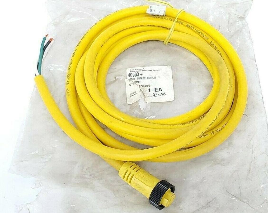 Used NEW BRAD HARRISON 40903+ MINI-CHANGE CORDSET 3P FEMALE 12'