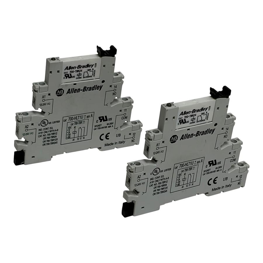 Used LOT OF 2 Allen Bradley 700-HLT1U24 Interposing Terminal Block Relay 24VDC