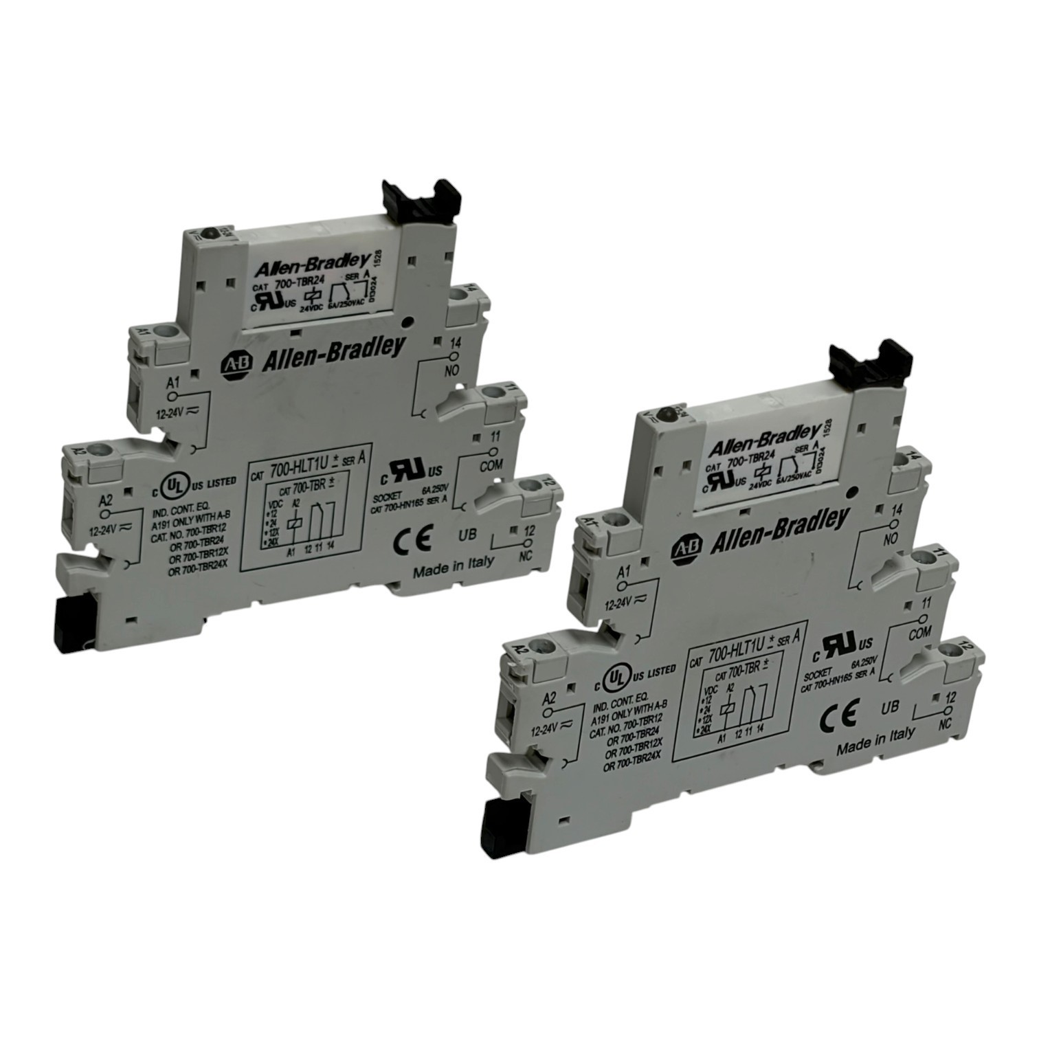 Used LOT OF 2 Allen Bradley 700-HLT1U24 Interposing Terminal Block Relay 24VDC