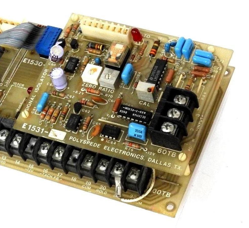 Used POLYSPEDE E1530-252 INTF BOARD W/ E1531-21 SIGNAL ISOLATOR & E1534-01 P.E.C