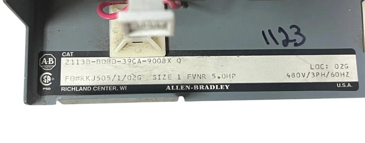 Allen-Bradley 2113B Size 1 MCC Bucket Centerline 2100 5HP 480V HMCP015E0CA02 509