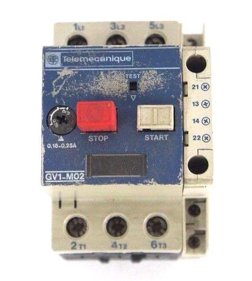 Used TELEMECANIQUE GV1-M02 MOTOR PROTECTOR GV1M02, 660V .16-.25AMP, 50/60HZ