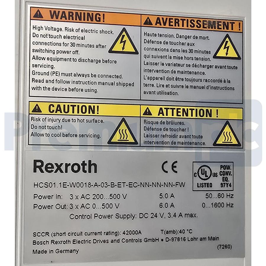 Used REXROTH HCS01.1E-W0018-A-03-B-ET-EC-NN-NN-NN-FW IndraDrive CONVERTER R911325247