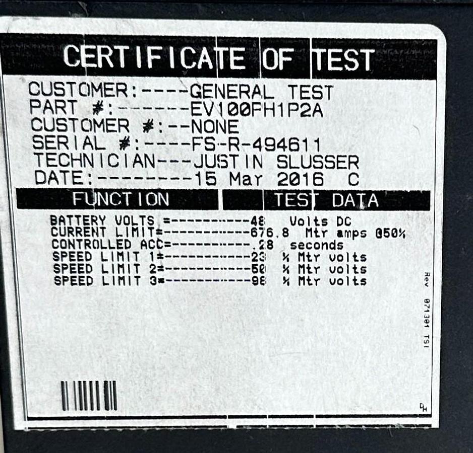 Used REPAIRED GE EV100PH1P2A / 1500209-85 P2 VEHICLE CONTROL CARD IC3645EV 2016 TEST