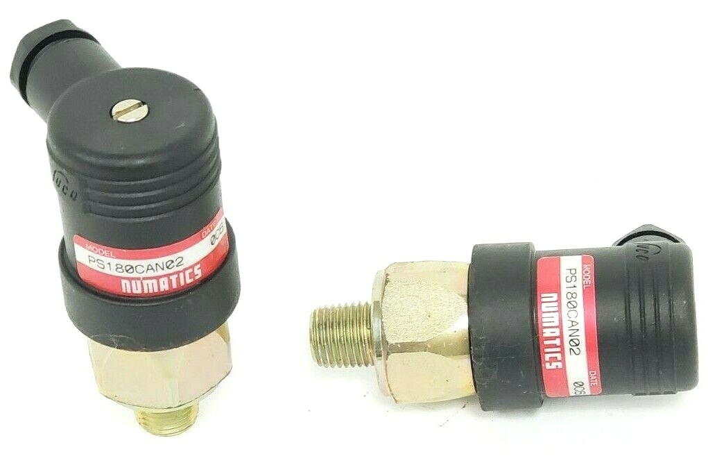 Used LOT OF 2 NEW NUMATICS PS180BAN02 PRESS. SWITCHES 4-20 PSI 1/4"NPT, DATE: 0C6