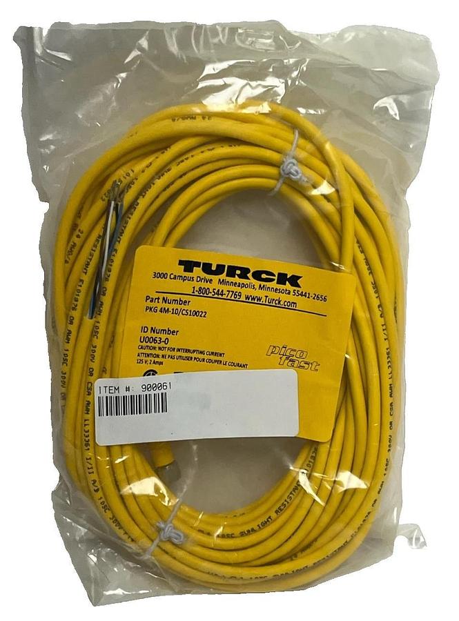Used Turck PKG 4M-10/CS10022 Cordset 10m M8 Female Straight 4-Wire New Sealed