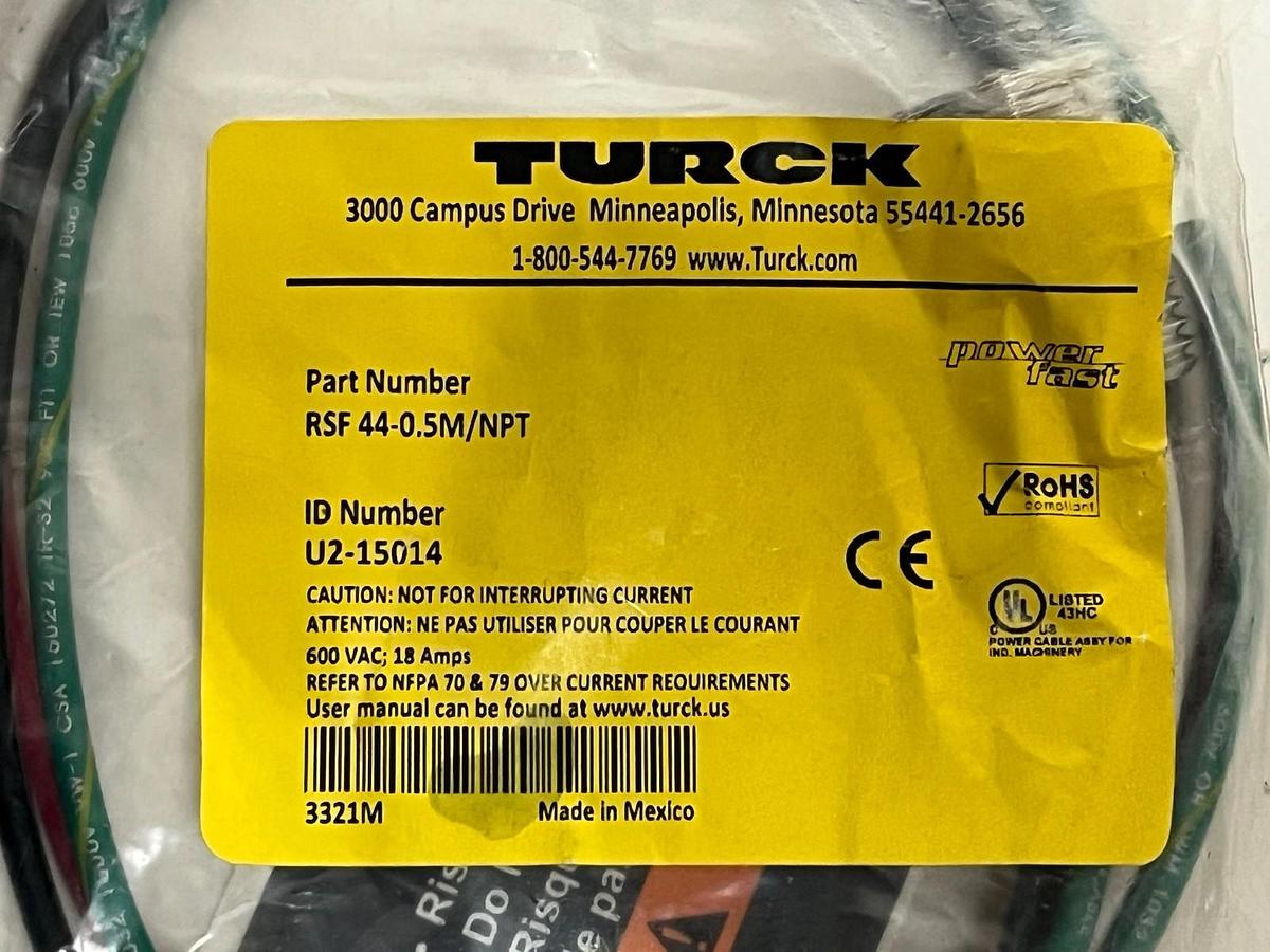 Turck RSF 44-0.5M/NPT (U2-15014) 7/8" Power Receptacle 14AWG 0.5m - NSFS