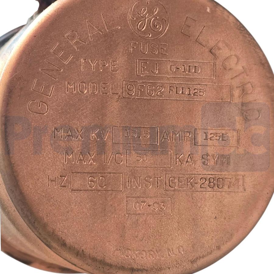 GE 9F62FDD125 9F62FDD125 Current Limiting Fuse Type EJO-1 Size DD 15.5kV 125A