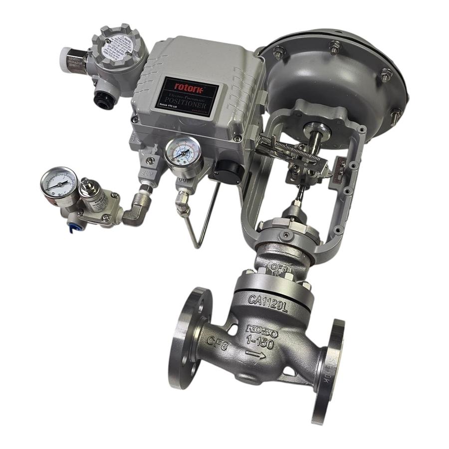 Used Koso 501T 1" x 3/4" S/S Control Globe Valve w/ Rotork YT-1000 E/P Positioner NEW