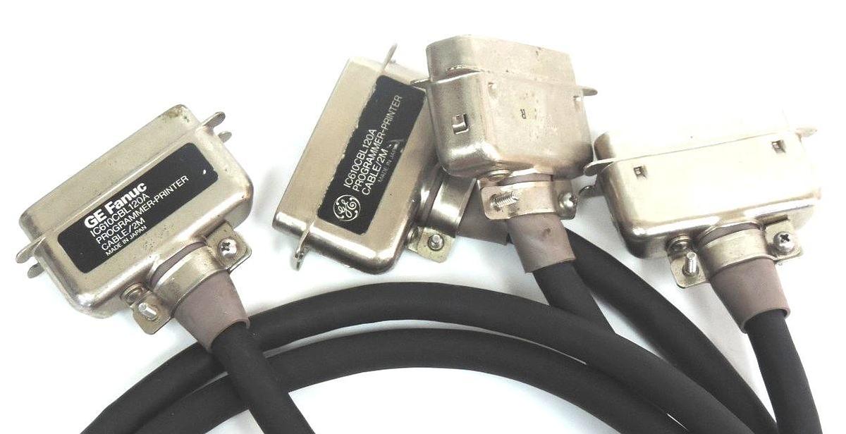 Used LOT OF 2 GE FANUC IC610CBL120A PROGRAMMER-PRINTER CABLE/2M IC610CBL120 CABLES