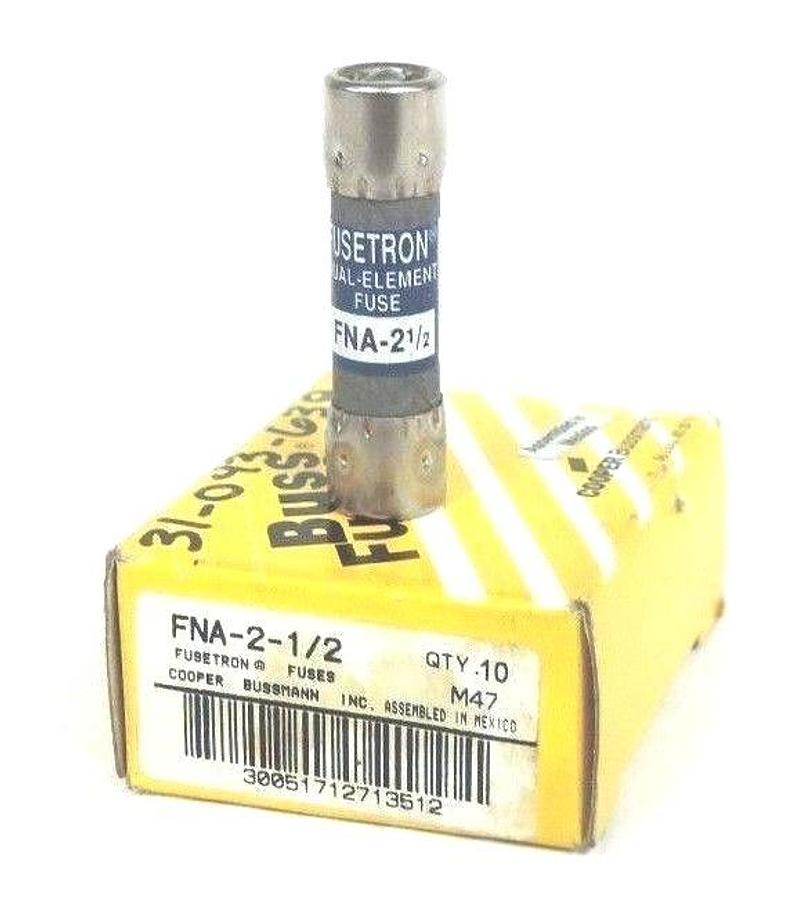 Used LOT OF 10 NIB BUSSMANN FNA-2-1/2 FUSES 2.5AMP FNA21/2