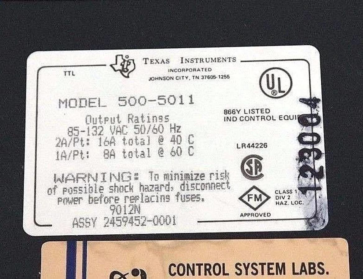 Refurbished REPAIRED TEXAS INSTRUMENTS 500-5011 OUTPUT MODULE 2AMP, 120VAC, 8POINT, 5005011