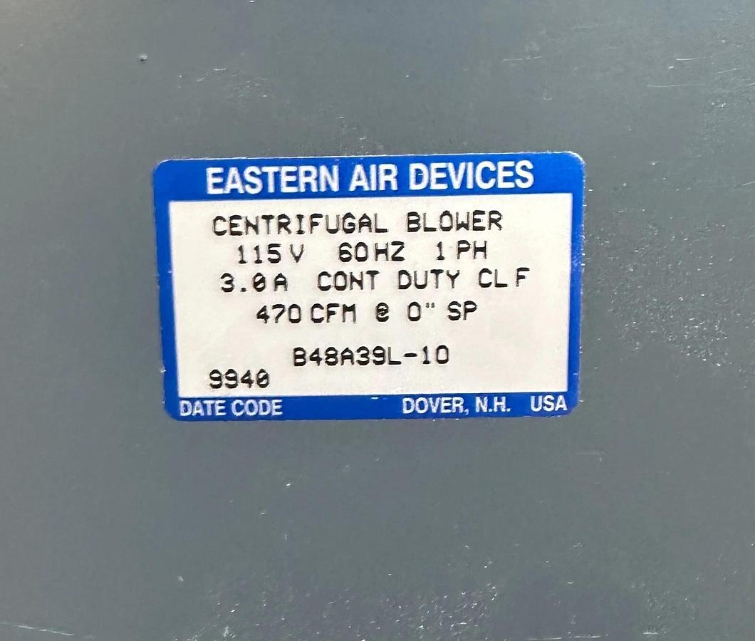 Used EASTERN AIR DEVICES B48A39L-10 / C39ABE-7 MOTOR & BLOWER ASSEMBLY 115V 60Hz 1PH