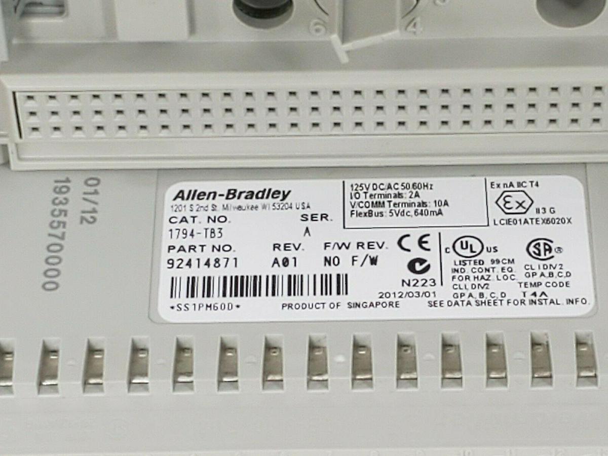 Used LOT OF 4 ALLEN BRADLEY 1794-TB3 TERMINAL BASES 1794TB3 SER. A REV. A01