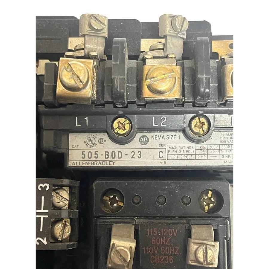 Used Allen-Bradley 505-B0D-23 Series C Reversing Starter Size 1 120V Coil