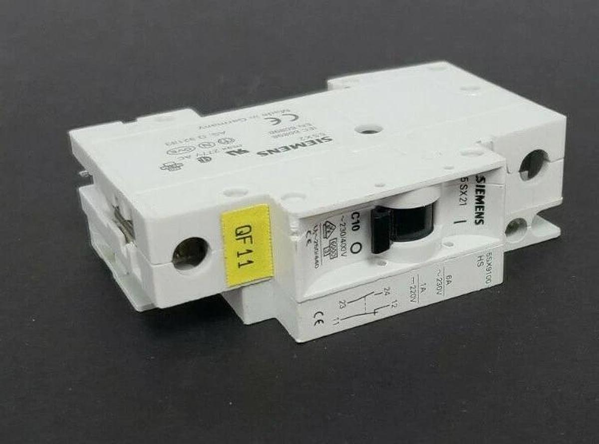 Used SIEMENS 5SX21-C10 CIRCUIT BREAKER 5SX21C10 W/ 5SX9100-HS CONTACT BLOCK 5SX9100HS