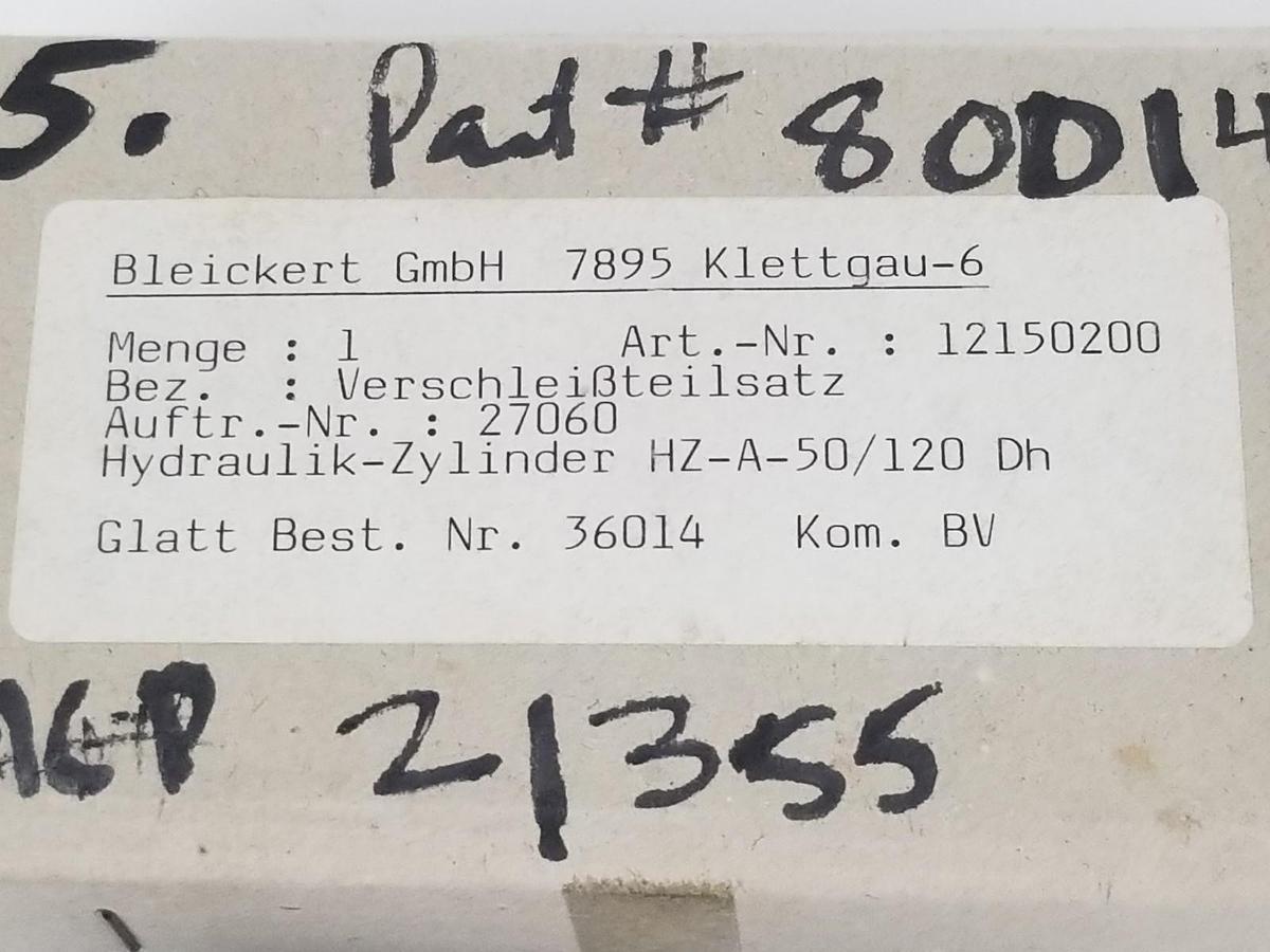 Used NIB BLEICKERT 12150200 HYDRAULIC CYILINDER KIT 27060, HZ-A-50/120 DH, 36014