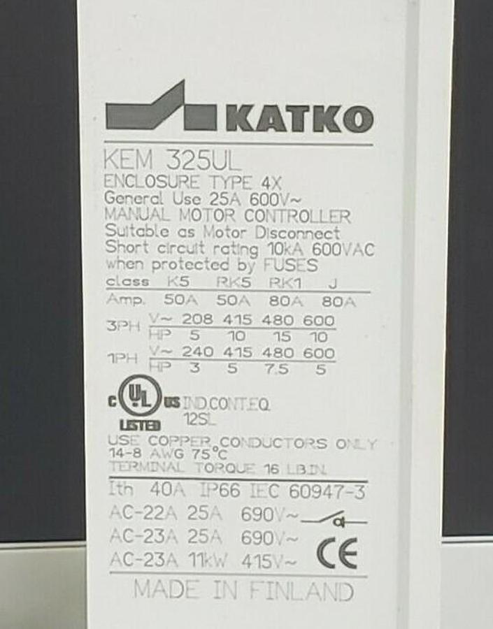 Used (14) NEW KATKO KEM 325UL ENCLOSED MOTOR DISCONNECT SWITCH HOUSING BASES