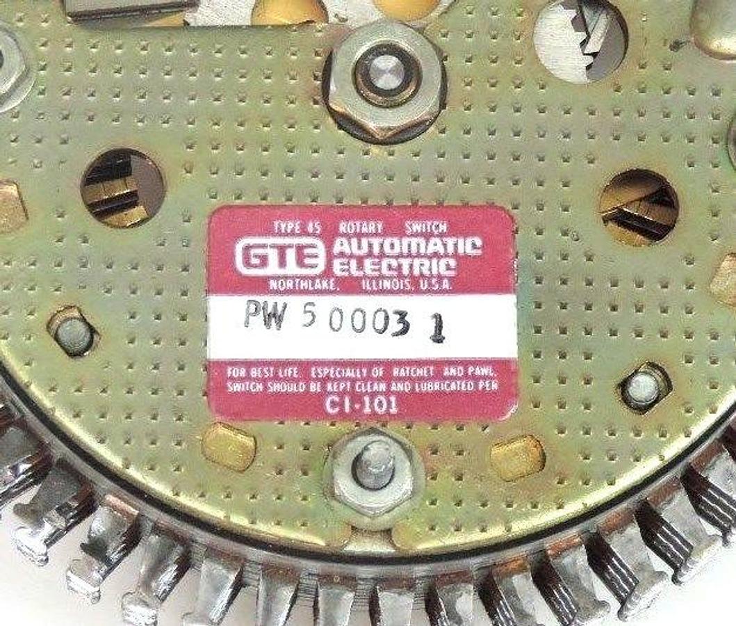 Used GTE AUTOMATIC ELECTRIC TYPE 45 ROTARY SWITCH PW 50003 1, C1-101