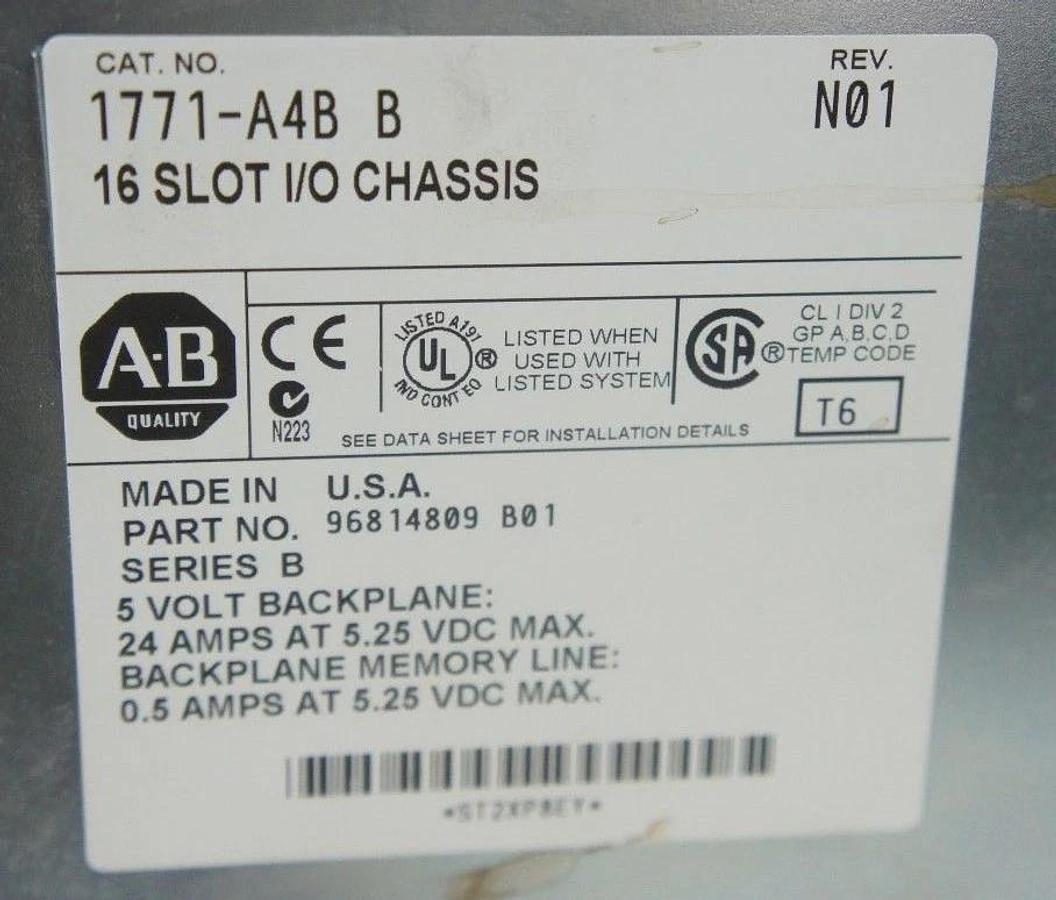 Refurbished REPAIRED ALLEN BRADLEY 1771-A4B 16 SLOT I/O CHASSIS W/ 1771-IAD MODULE 1771A4B
