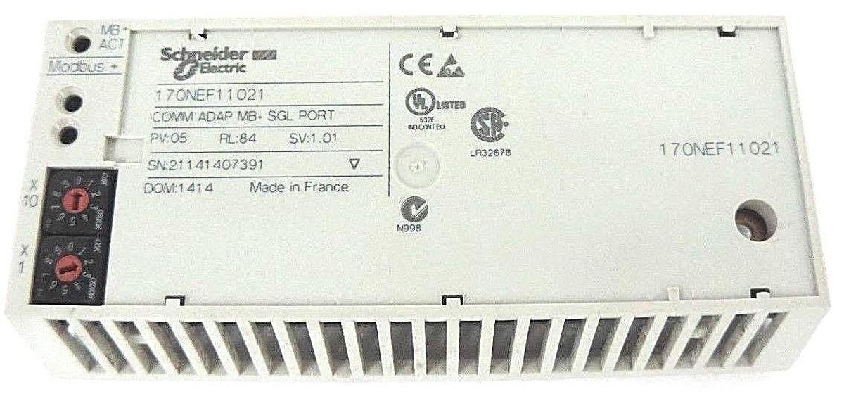 Used SCHNEIDER MODICON 170NEF11021 COMM ADAP MB+ SGL PORT PV: 05, RL: 84, SV: 1.01