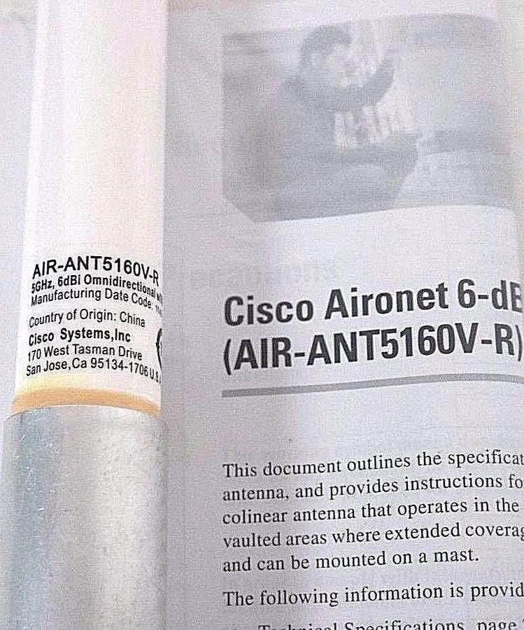 NIB CISCO AIR-ANT5160V-R 50HZ 6DBI OMNI ANTENNA W/ RP-TNC CONNECTOR REV: -A0