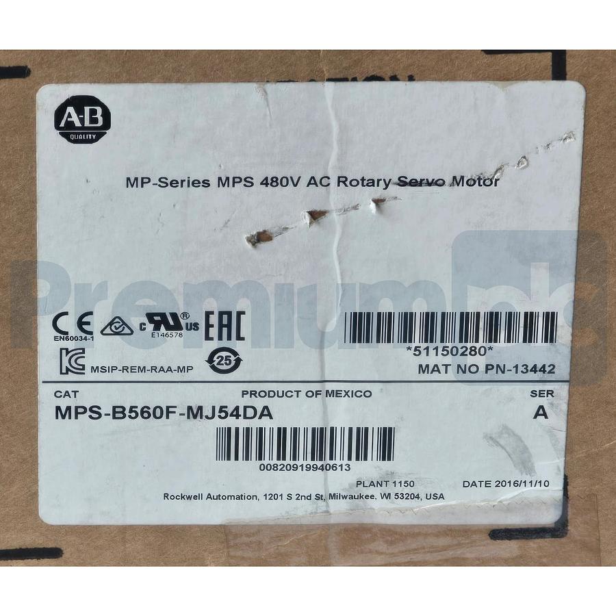 Used ALLEN BRADLEY MPS-B560F-MJ54DA /A Kinetix MPS S/S SERVO MOTOR 460V w/BRAKE NSMP