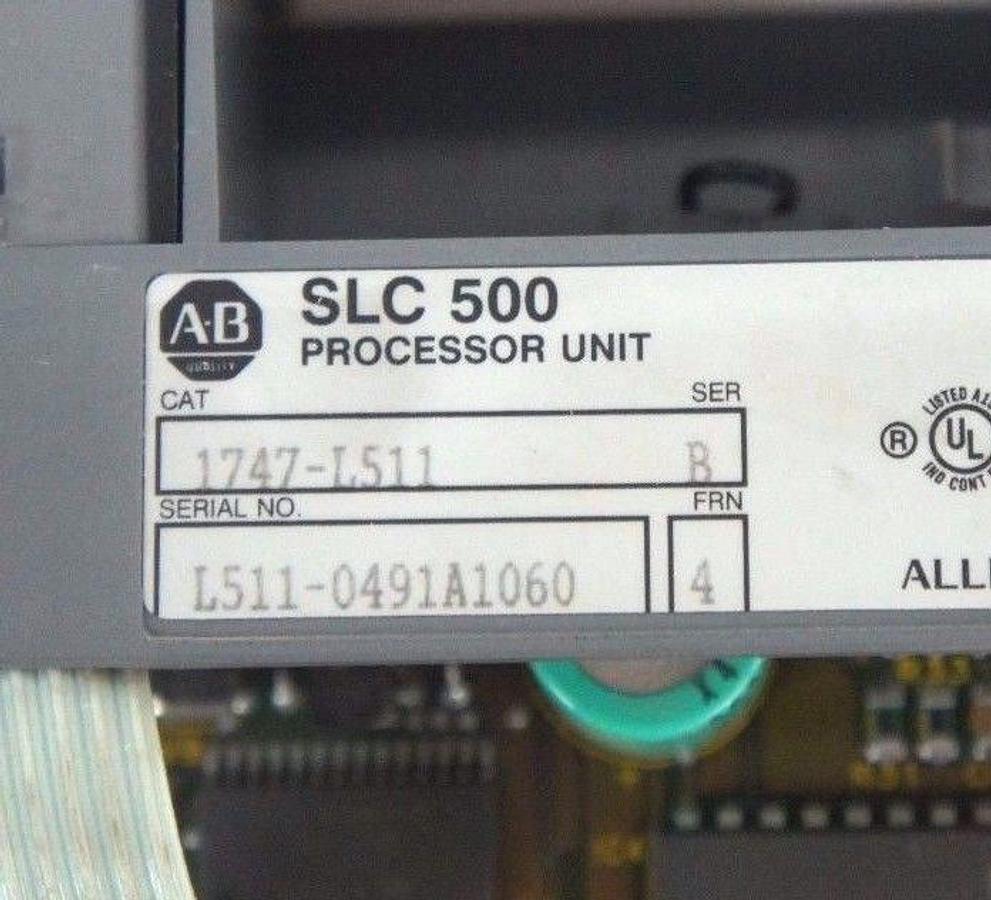 Used ALLEN BRADLEY 1747-L511 SER. B, FRN. 4 PROCESSOR UNIT W/ 1747-M1 & 40845-939-06