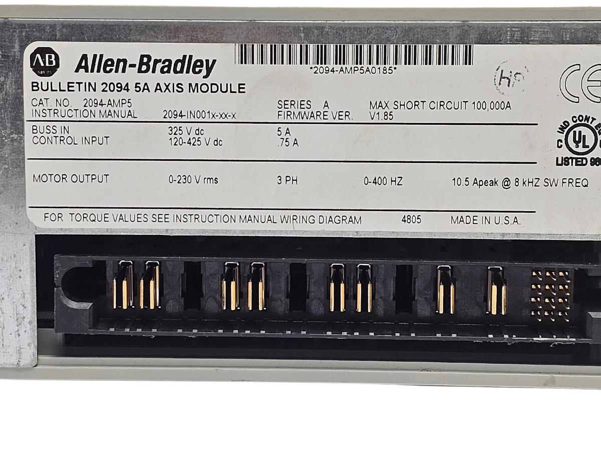 Used ALLEN BRADLEY 2094-AMP5 /A KINETIX 6000 AXIS MODULE 2094AMP5 SER. A