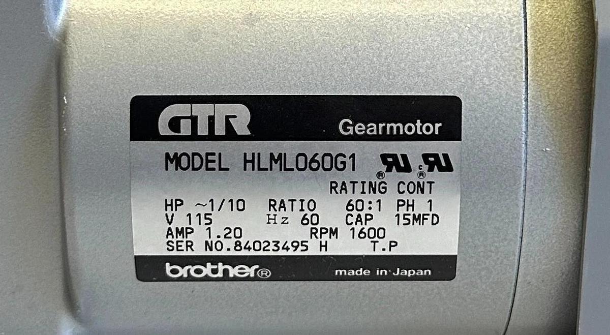 NEW BROTHER HLML060G1 / 564102 / 40007791 GTR GEARMOTOR SILVER 1/10HP 60:1 RATIO