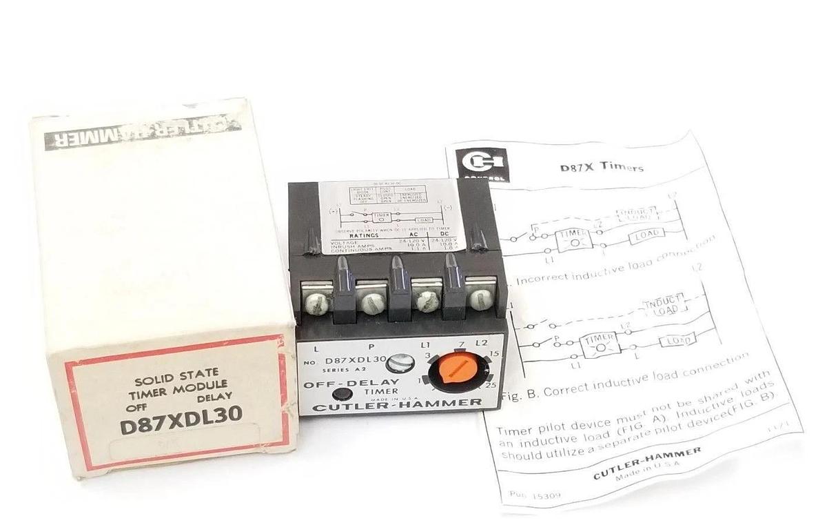 Used NIB EATON CUTLER-HAMMER D87XDL30 SOLID STATE TIMER MODULE OFF DELAY