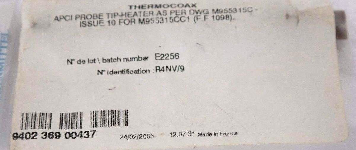 NEW WATERS THERMOCOAX 279000112 APCI PROBE HEATER ASSEMBLY M955315CC1 R4NV/9