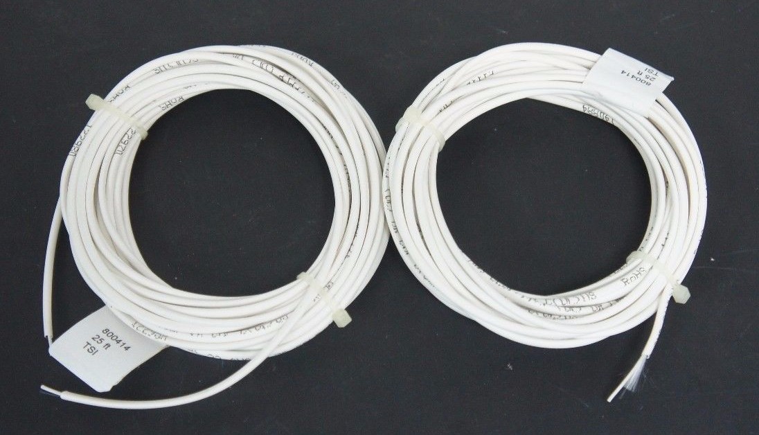 Used LOT OF 2 NEW GENERIC 800414 WHITE CABLES 22 AWG, 2 CONDUCTOR, 25'
