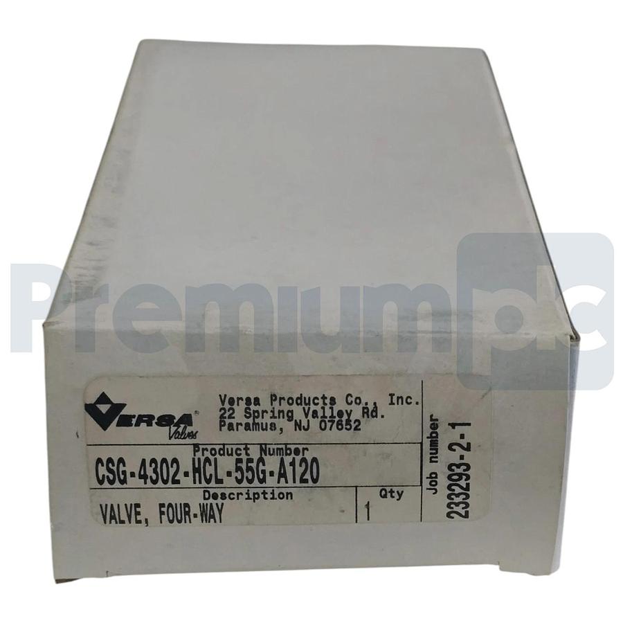 Versa Valves CSG-4302-HCL-55G-A120 Pneumatic 4-Way Valve, 120V AC, 1/4" NPT NEW