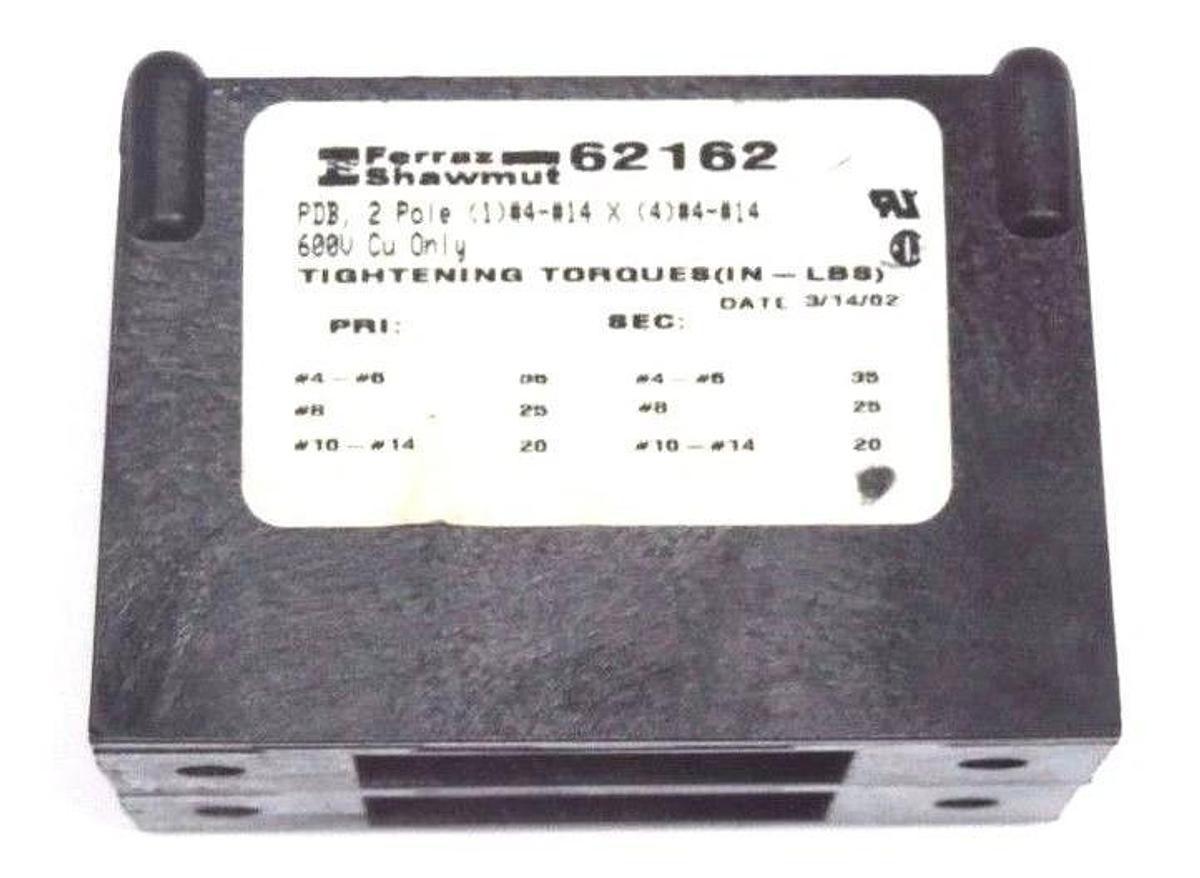 Used LOT OF 2 FERRAZ SHAWMUT 62162 POWER DISTRIBUTION BLOCKS 2POLE