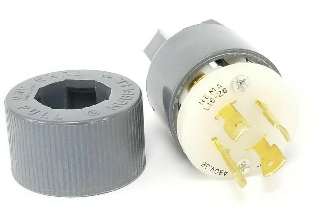 NEW HUBBELL / BRYANT 71620NP LOCKING PLUG 20A 480V L16-20 HBL2431 MALE 4 PIN