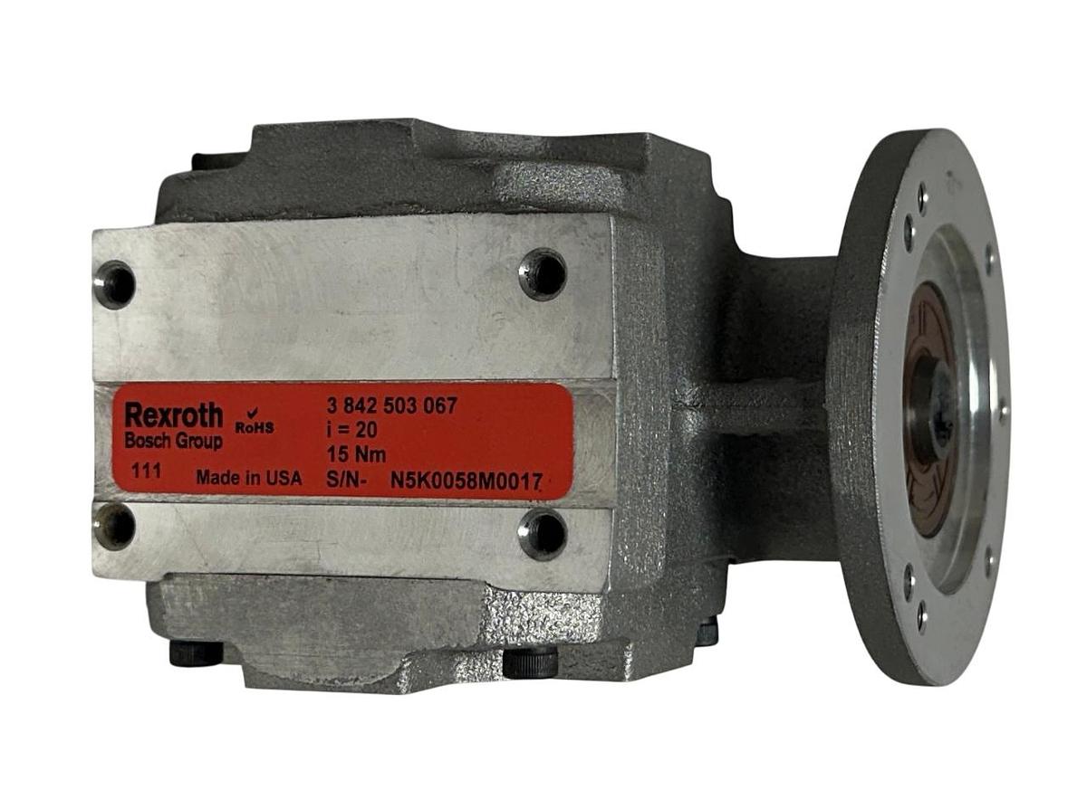 Used BODINE / REXROTH 3842503067 SLIP-ON GEAR REDUCER 20:1 RATIO 15Nm OEM NSMP