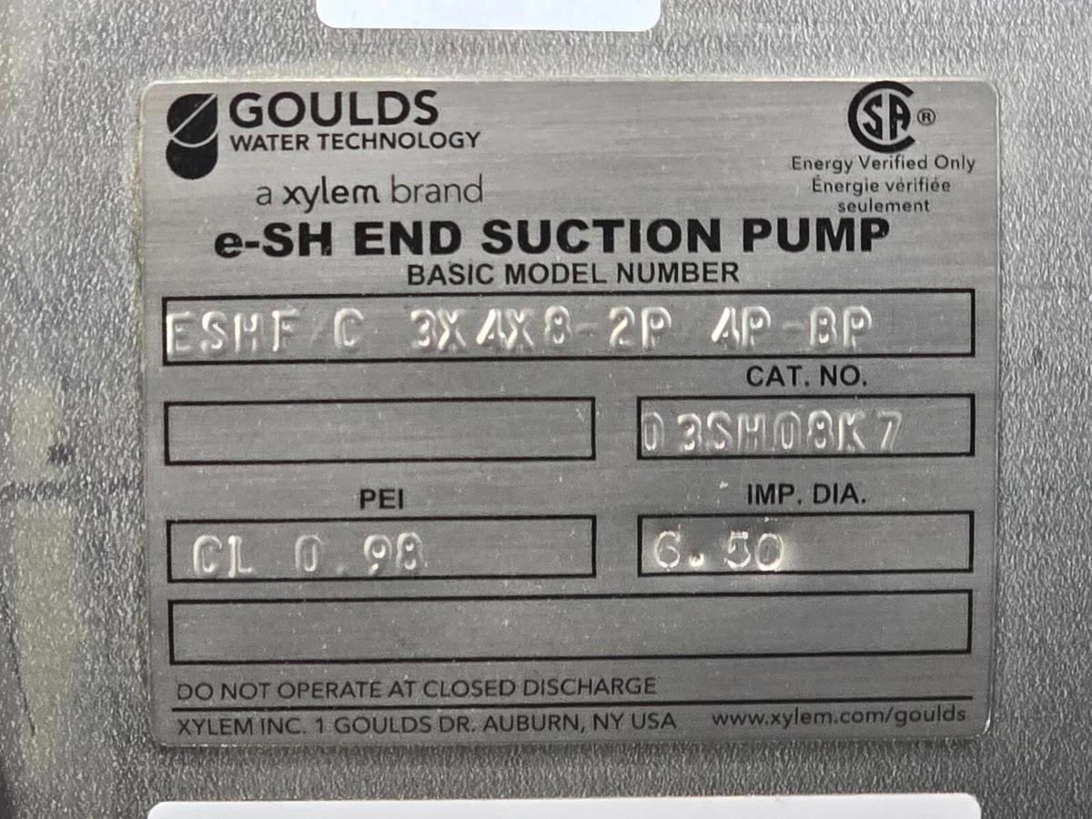 GOULDS WATER XYLEM 03SH08J05T4F2 e-SH CENTRIFUGAL PUMP 316-SS 3x4x8 5HP NSNP
