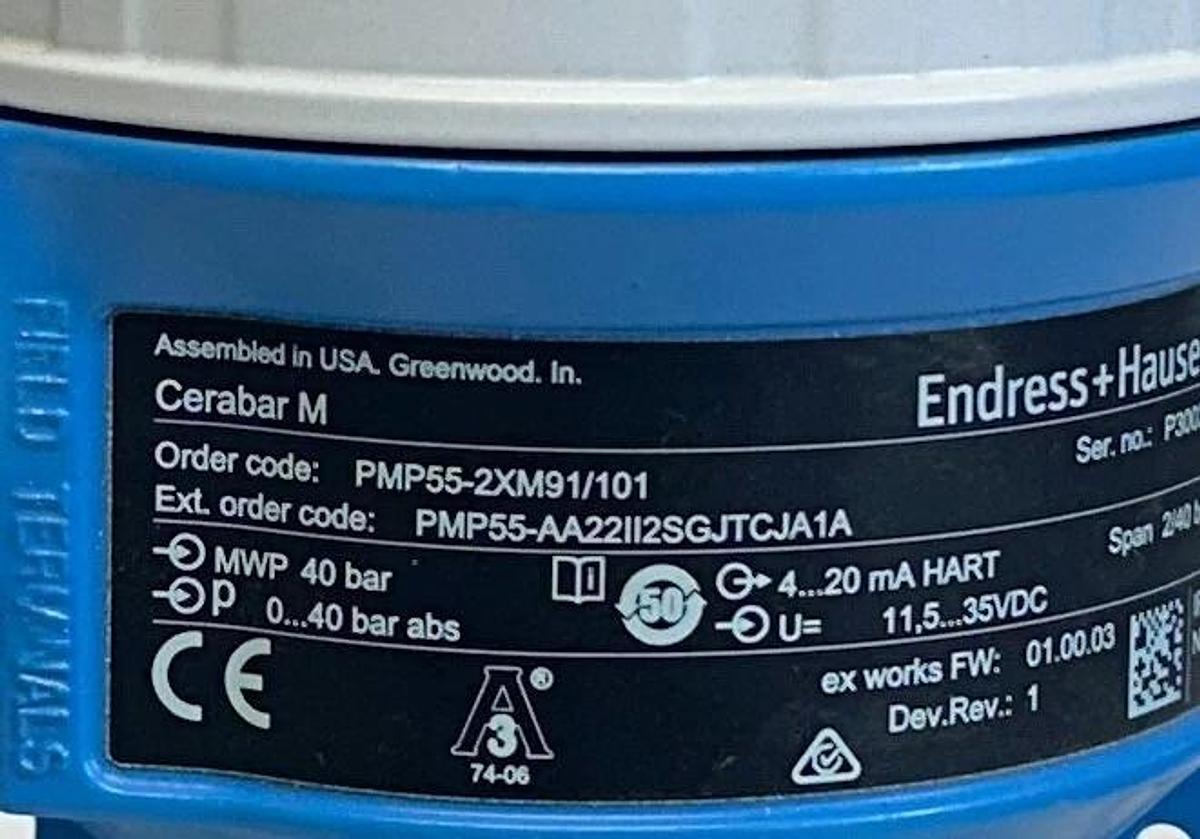 ENDRESS+HAUSER PMP55-2XM91/101 / 71086210 Cerabar M TRANSMITTER 4-20mA HART NSMP