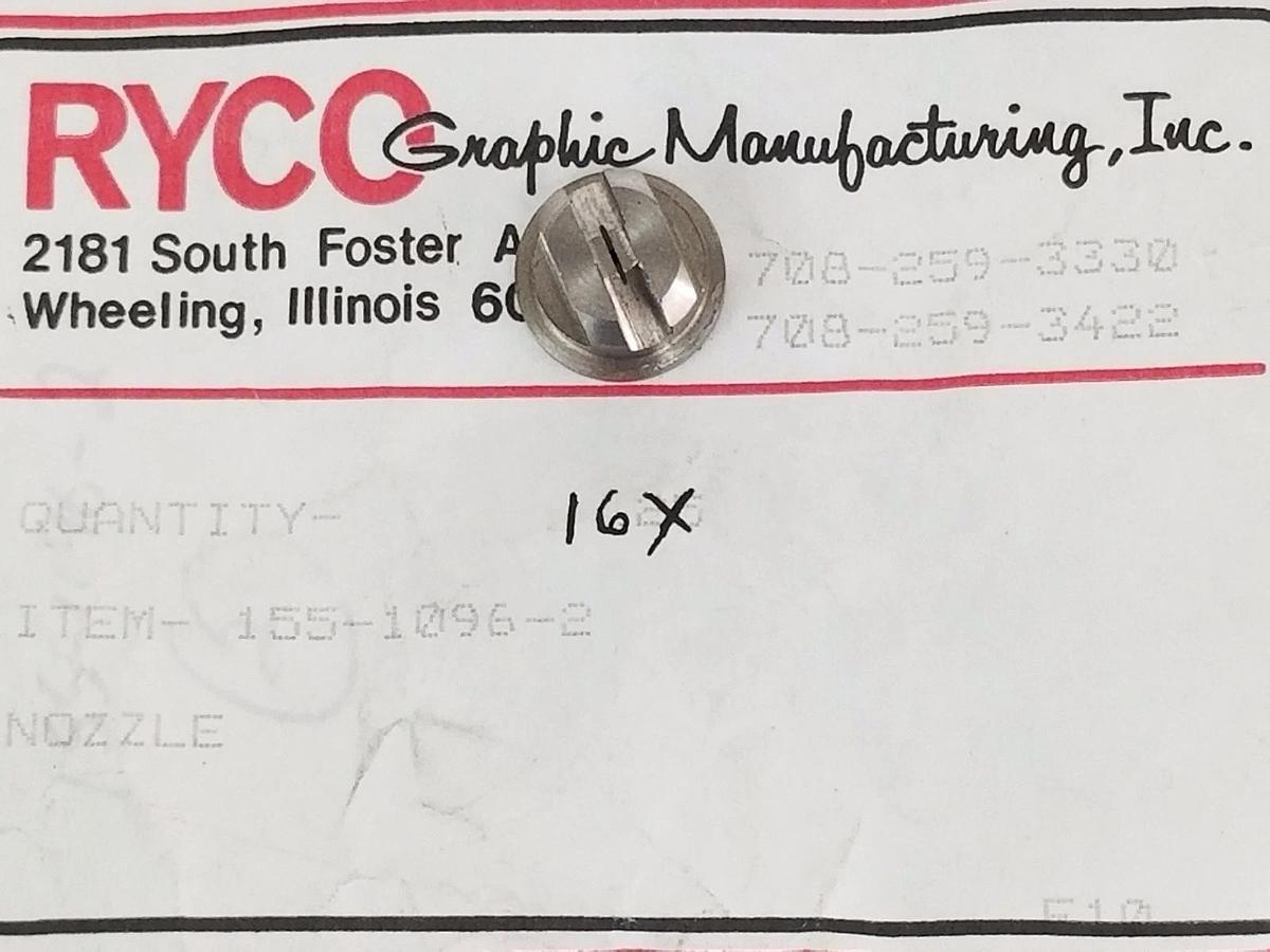 Used LOT OF 16 NEW RYCO 155-1096-2 SPRAY NOZZLE TIPS