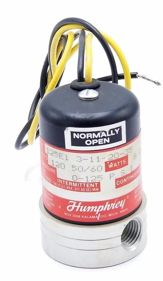 Used HUMPHREY 125E1-3-11-20-35 SOLENOID VALVE 125E13112035120V