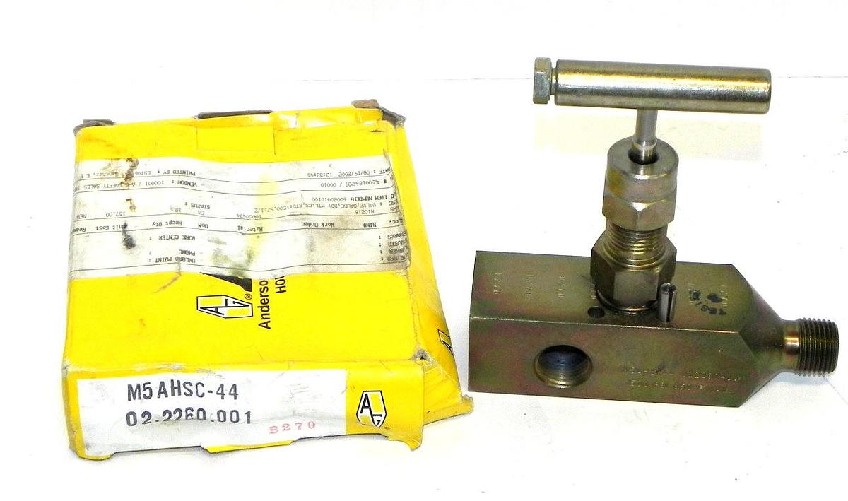 NIB ANDERSON GREENWOOD M5AHSC-44 VALVE 1500PSI 850 DEG. F MAX M5AHSC44