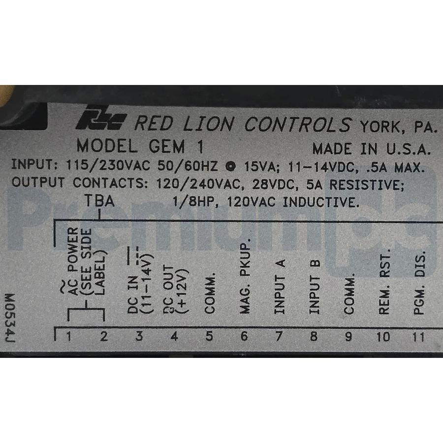 Used Red Lion Controls GEM 1 Gemini 1000 6-Digit Digital Counter GEM10060 115/230VAC